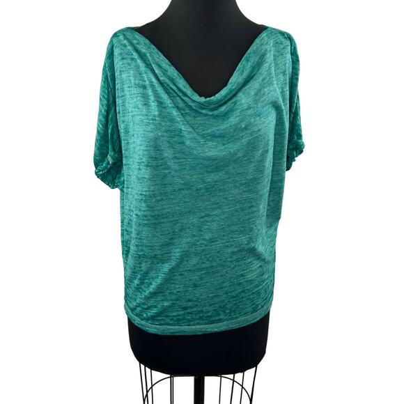 We The Free Astrid Flowy Oversized Cowl Neck Tee Top Palm Green Free People M - Picture 1 of 10